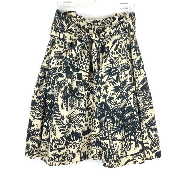 COREY LYNN CALTER Anthropologie Pleated A-Line Tropical Print Skirt size 8 - Picture 2 of 7